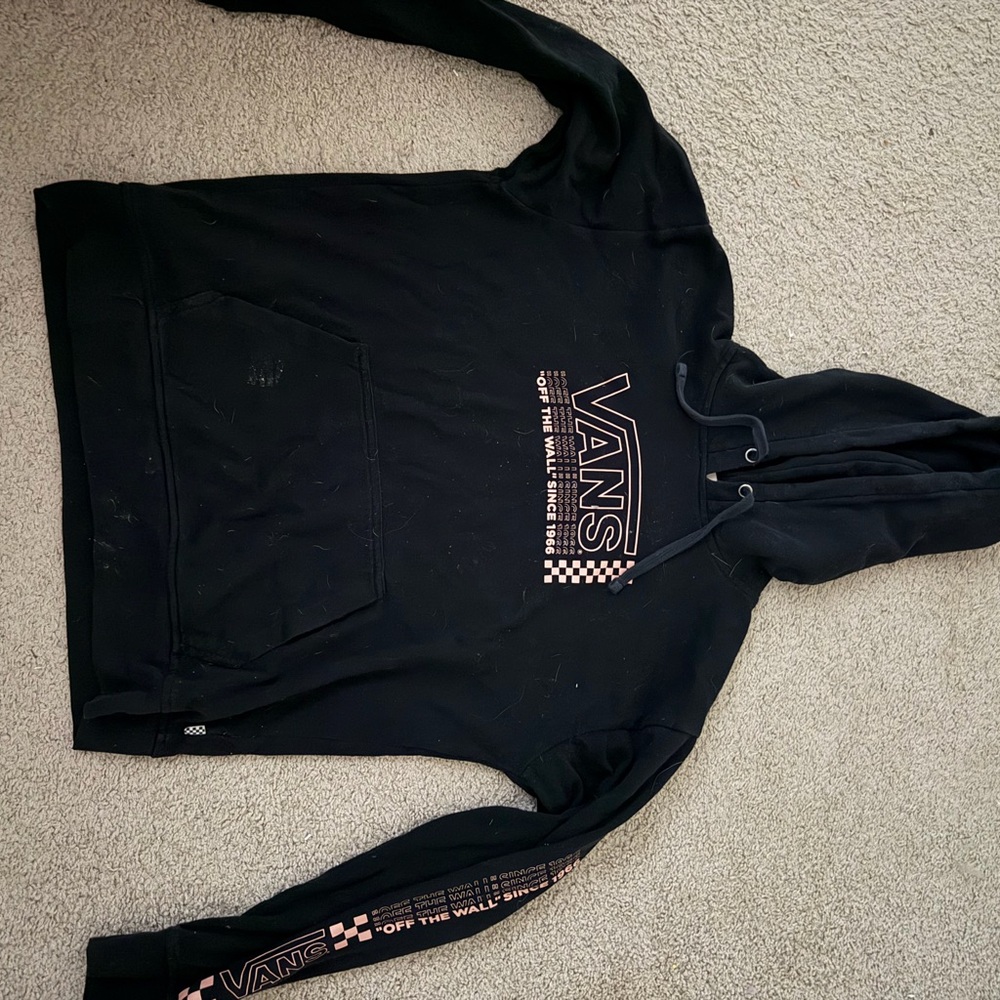 Vans Black Hoodie with Pink Logo